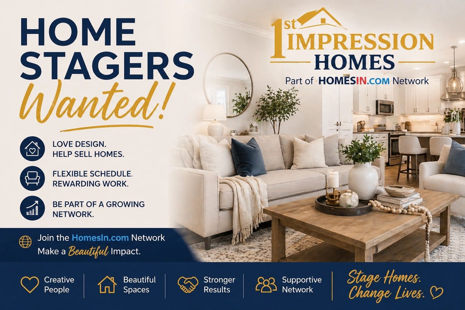 Home stagers wanted — join the 1st Impression Homes professional network